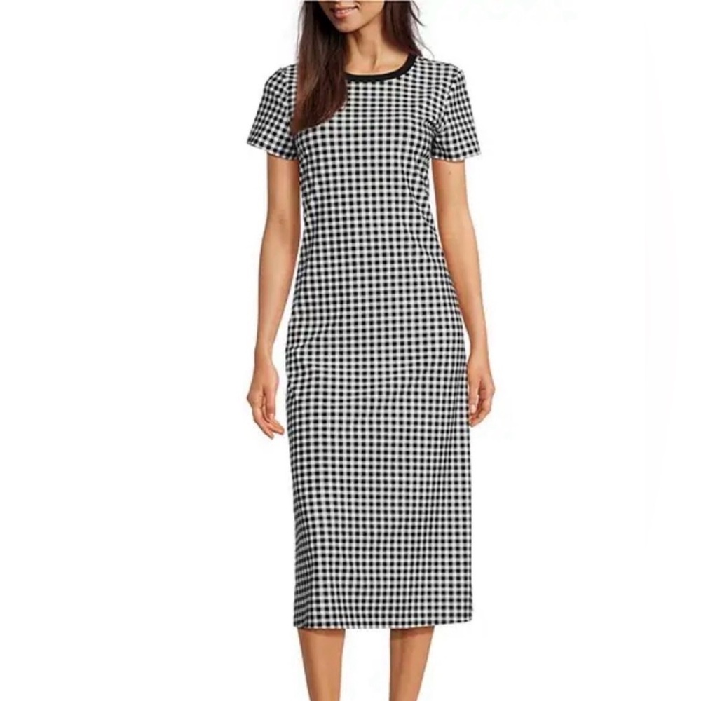 Jude Connally Black and White Gingham Midi Dress